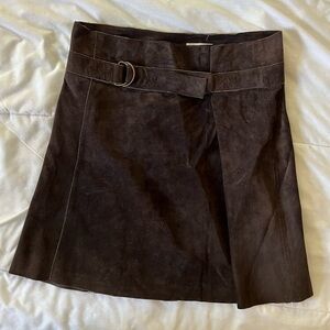 Leather suede brown skirt